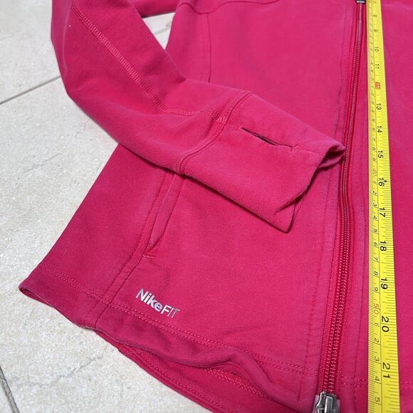 Y2K Nike Jacket Hoodie Womens Pink Full Zip Training Fit Dry Athletic Size Small - Picture 6 of 9